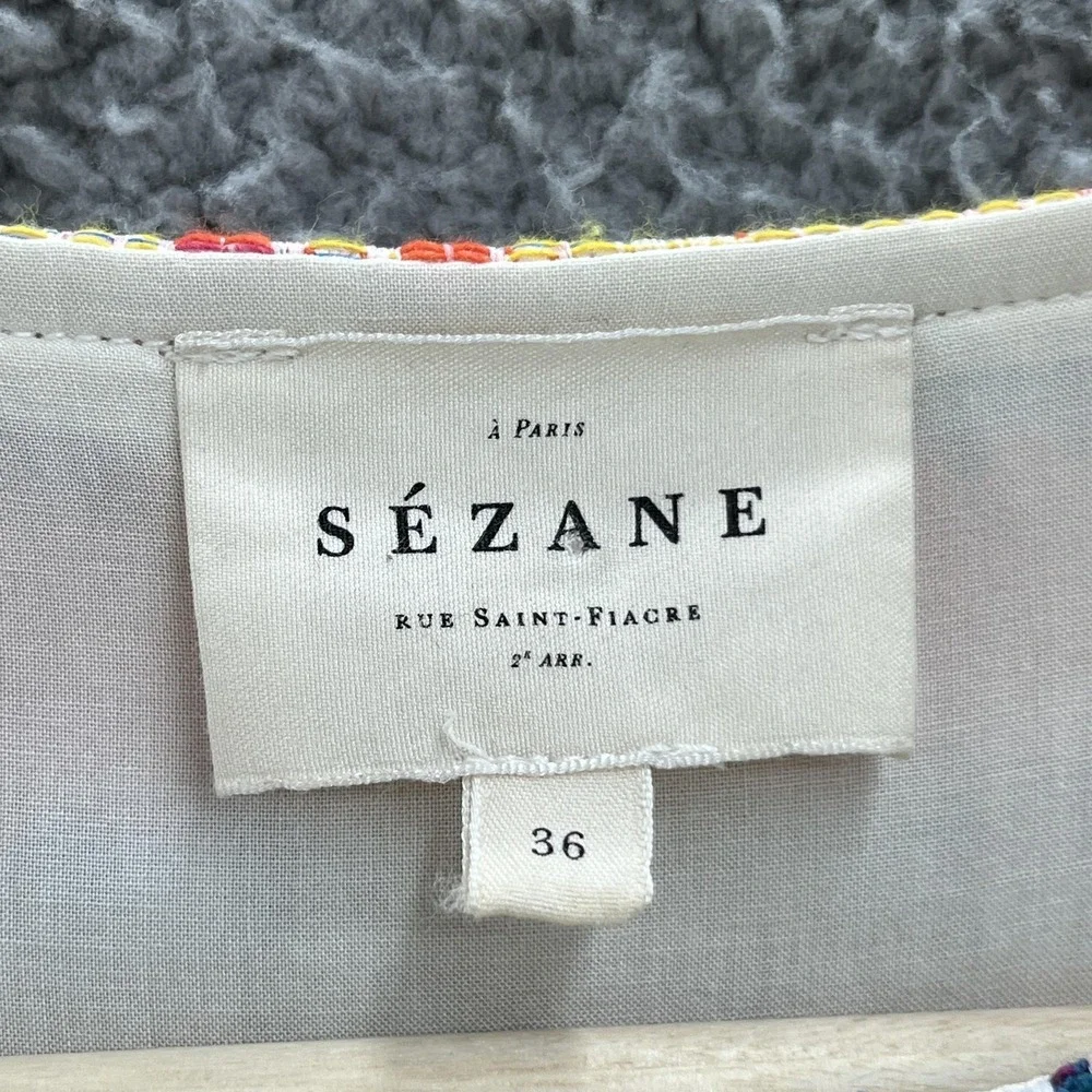 Sezane Dress 4 Multicolor Plaid Tweed Katie Sleeveless MOD Retro Mini Shift - Picture 3 of 13